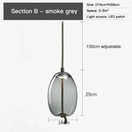 Modern Hemp Rope Glass Pendant Light Luminaire Rope Hanging Lamp Designer Cafe Bar Fixtures Drop Ship Knot Home Decor Chandelier