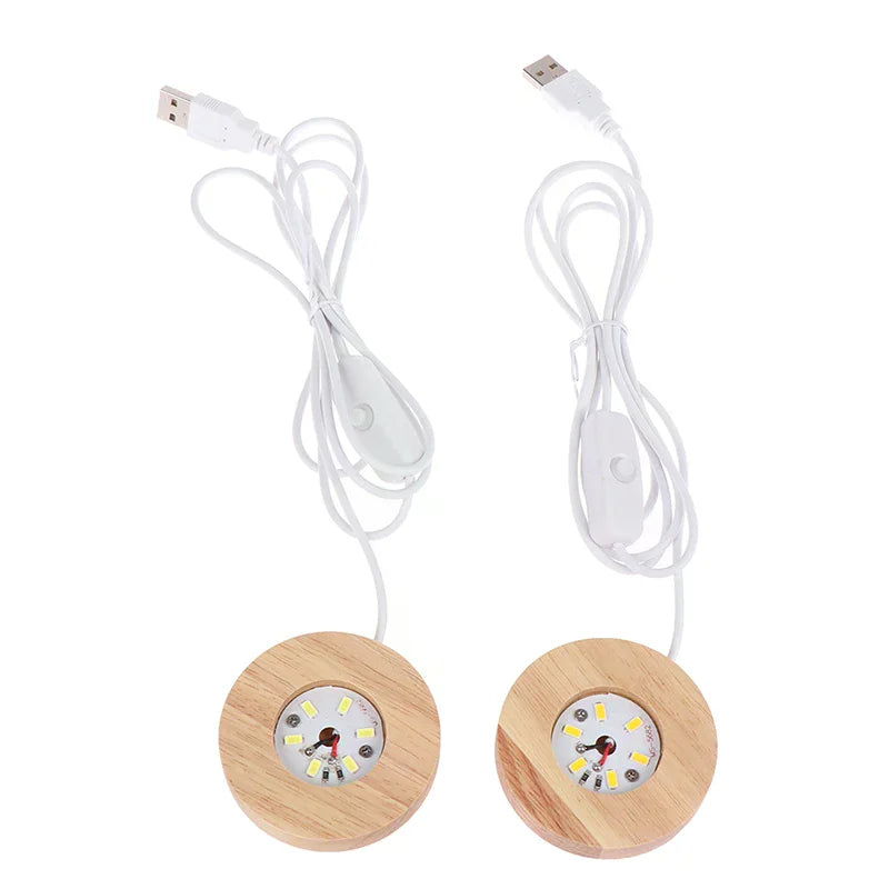 New Wooden LED Light Rotating Display Stand Lamp Holder Lamp Base Art Ornament Wood Light Base Rechargeable Remote Control