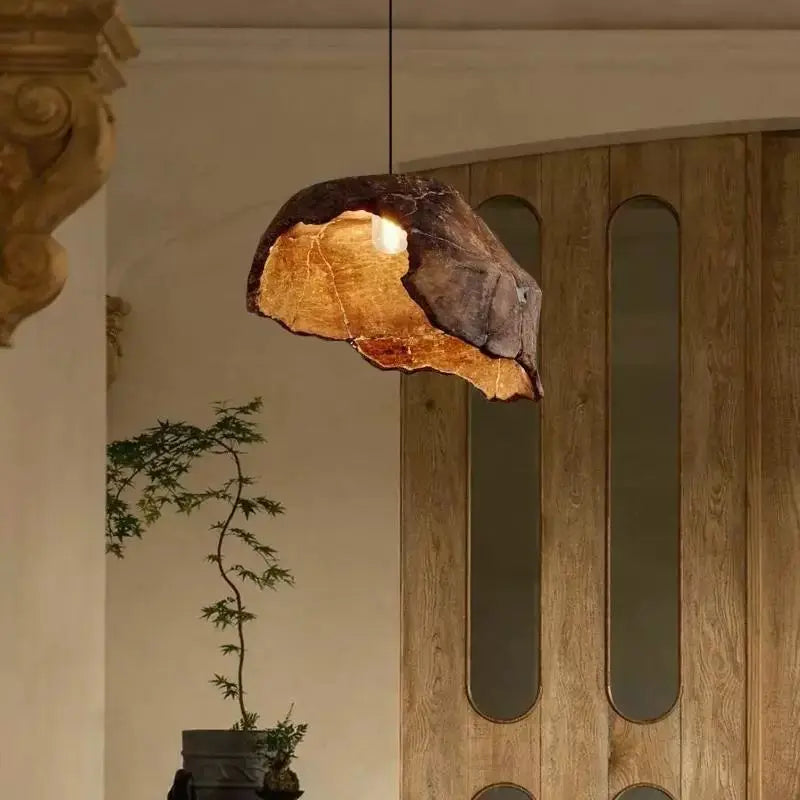 Wabi sabi Style Dried Lotus Flower Pendant Lamp Japanese Retro Zen Theme Decorative Hanging Light for Guesthouse Pendant Light