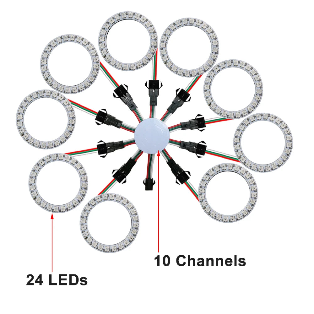 LED Sparkle Ring Light Circle Module WS2812B Individually Addressable RGB Atmosphere Lamp 17 Key Music Remote Control for Party