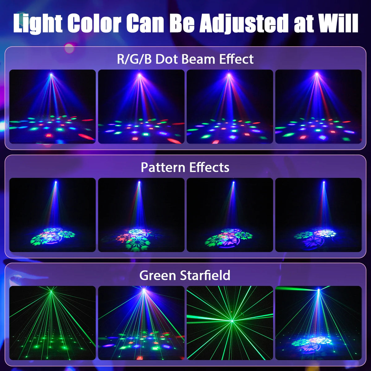 Mini 30W RGB Beam Pattern Moving Head Light - DMX & Sound-Activated Strobe Stage Light for DJ, Disco, Party & Christmas
