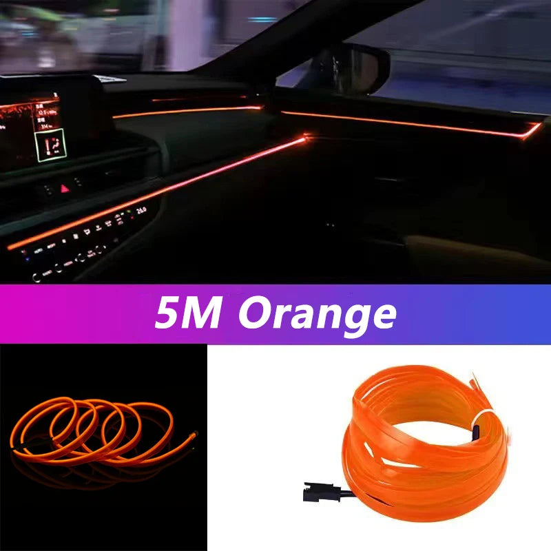 5M Car Interior LED Strip Light - Neon EL Wiring Decorative Lamp for Auto