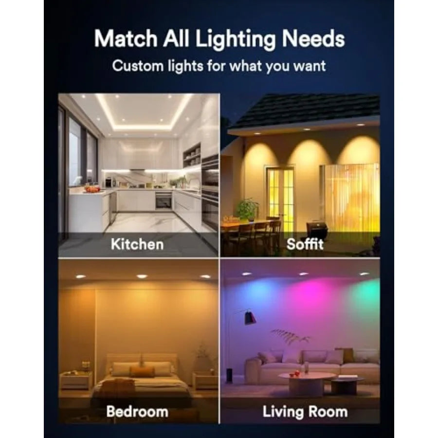 6-Inch Smart Gimbal Recessed Light - 355° Adjustable RGBWW WiFi Ceiling Lamp