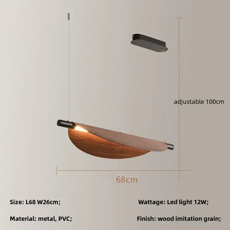 Nordic Wood Grain Leaves Led Pendant Light Wabi Sabi Restaurant Table Bar Chandelier Lighting Home Tea Room Decor Hanging Lamps