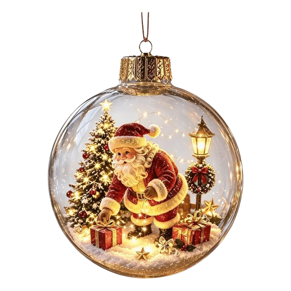 Luminous Transparent Christmas Hanging Ball LED Lights Snowman Christmas Tree Decor Elk Sock Xmas Tree Ornaments Christmas Tree
