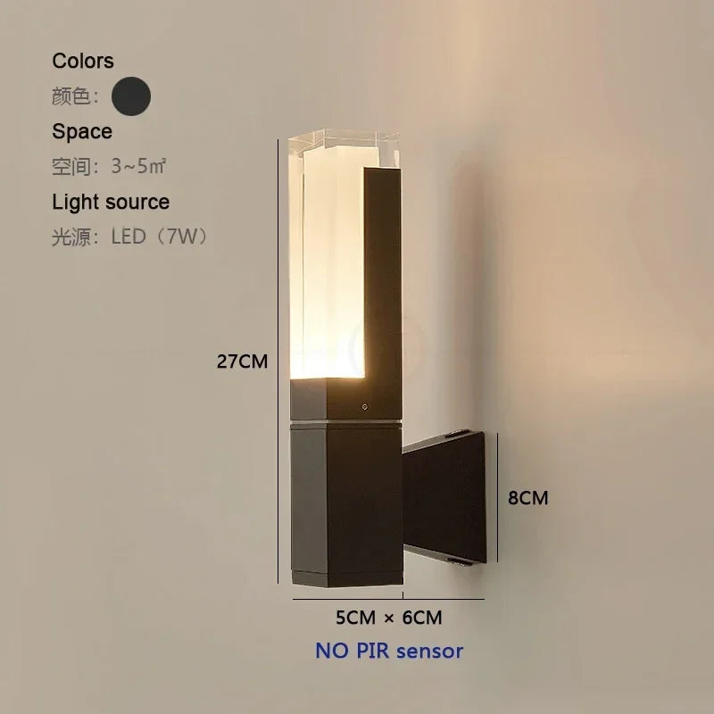 Outdoor LED Light With Pir Sensor For Home Door Porch Fence Garden Wall Lamp LED Outdoor Lighting Waterproof Wall Light IP65