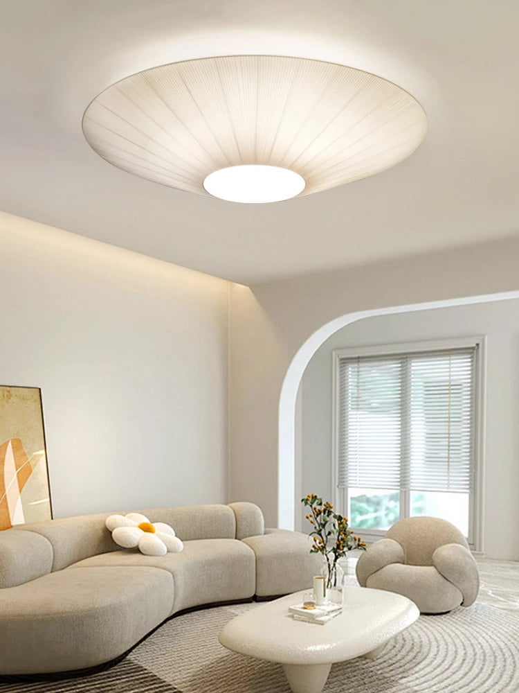Ceiling light simple round whtie fabric lamp foyer creative flying saucer light Living Room restaurants hotel lobby lighting E27