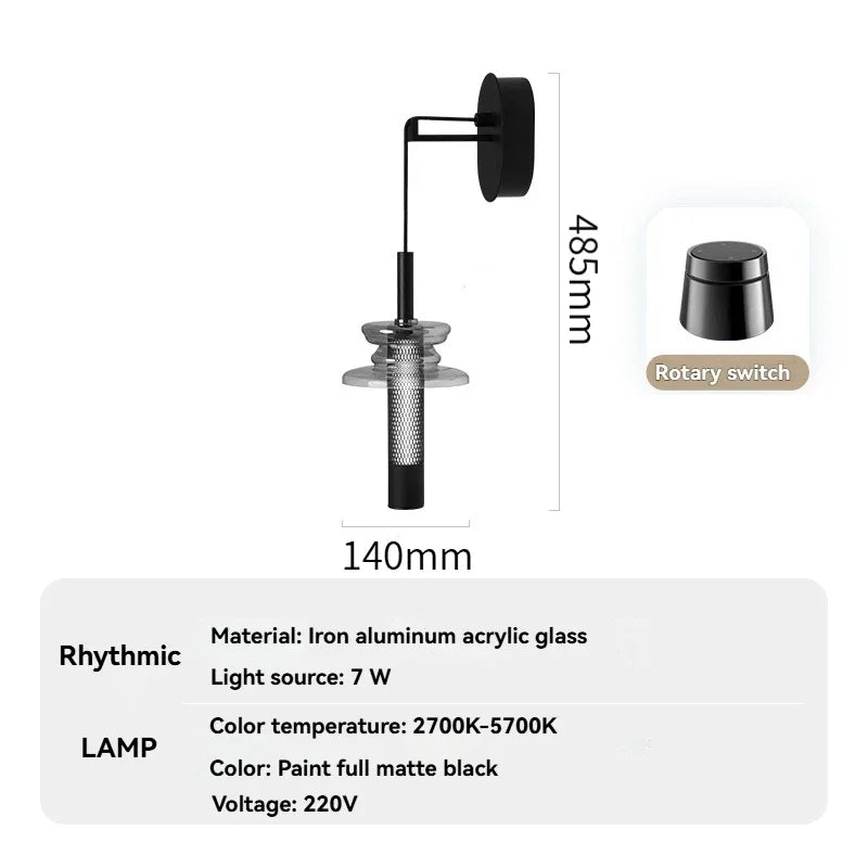 Modern Glass Pendant Light with Knob Switch - Bedside Hanging Night Light