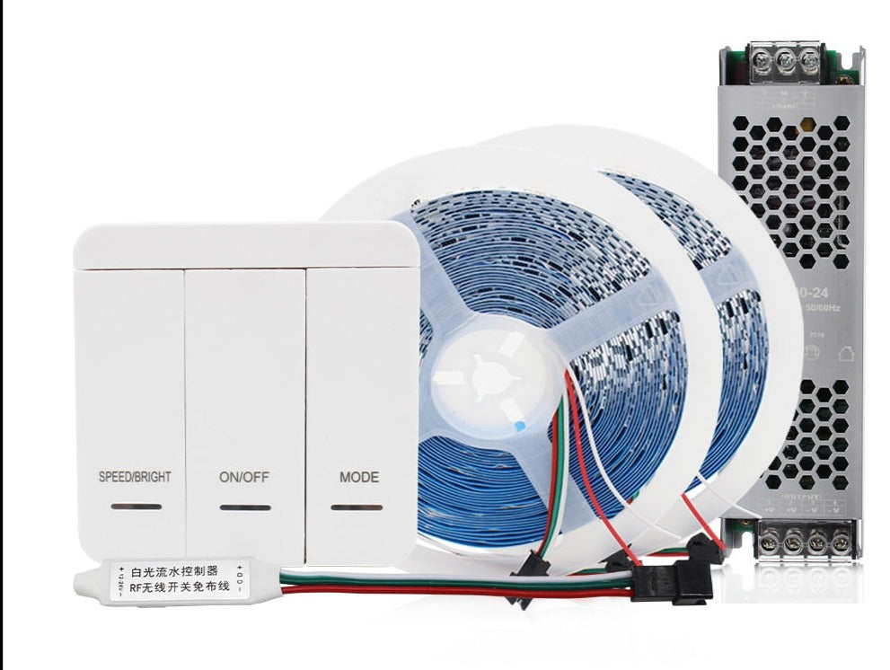 DC24V 10M WS2811 Horse Race LED Strip 2835 120Led/m Running Water Flowing Light with Wireless Controller Cool Natural Warm White