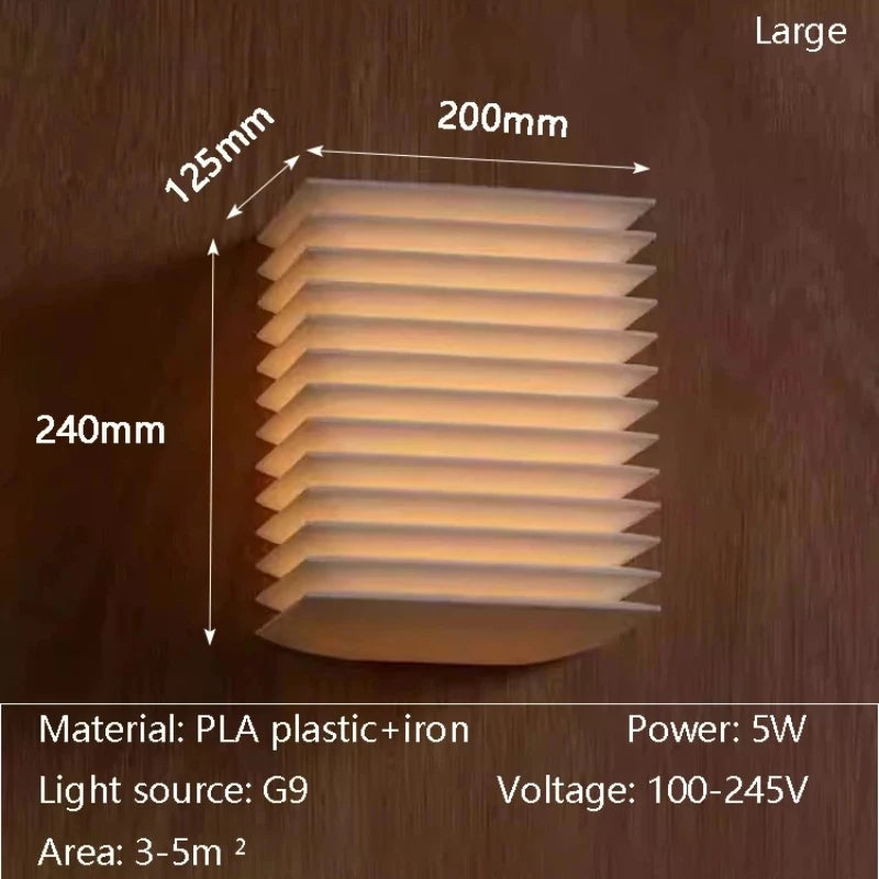 Japanese retro wall lamp square bedroom Wabi Sabi Style wall light louvered living room staircase Corridor decor Indoor Lighting