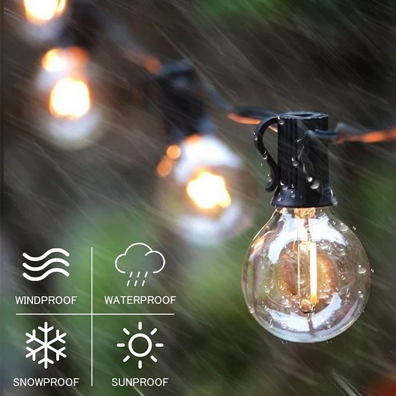 Plastics Connectable LED String Light Shatterproof E12 G40 ST38 IP44 Waterproof Garland Garden Fairy lights Wedding Decoration
