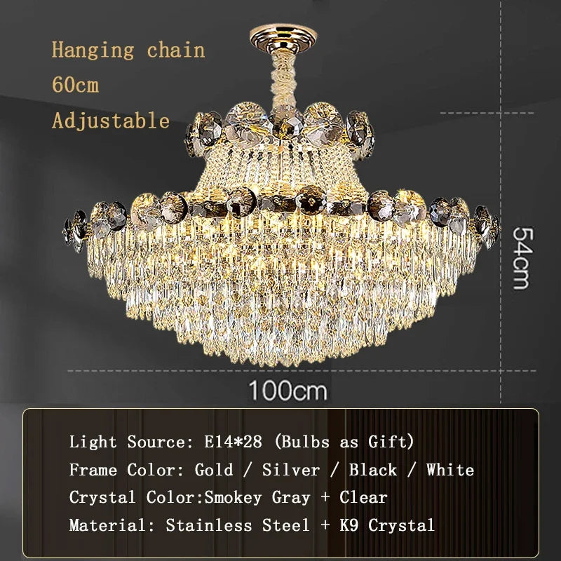 2025 Modern Large Luxury Living Room Chandeliers for Staircase Designer Crystal Pendant Lamps Home Decor Lighting Lustre Fixture