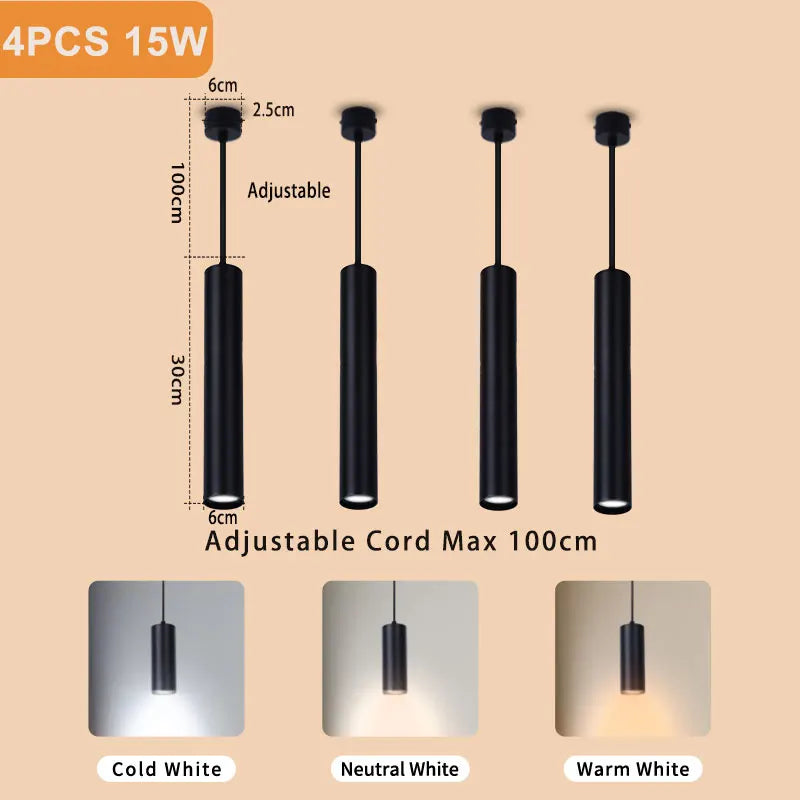 110V 220V Led Pendant Lights Replaceable GU10 Bulb Ceiling Chandelier for Kitchen Living Room Cylinder Hanging Lamp Decoration