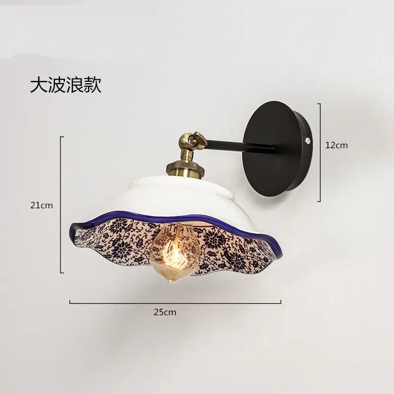 Modern Blue and White Porcelain Wall Lamp Retro Ceramic Sconces Living Lighting Bedroom Bathroom Dining Hall Decoration Fixture