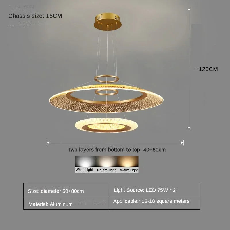 Modern LED Screw Living Room Chandelier Luxury Ring Villa Pendant Lamp Atmosphere Kitchen Island Art Decoration Lighting Fixture