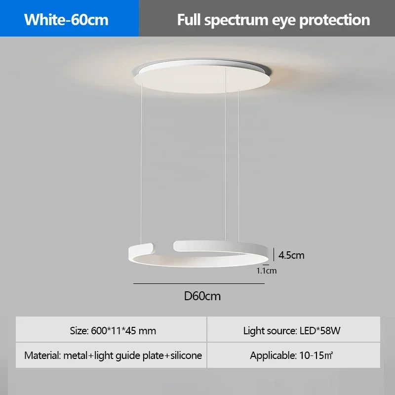 Modern Ring Pendant Lamp Remote Control Dimmable Warm White Eye Protection Led Chandelier Kitchen Island Dining Room