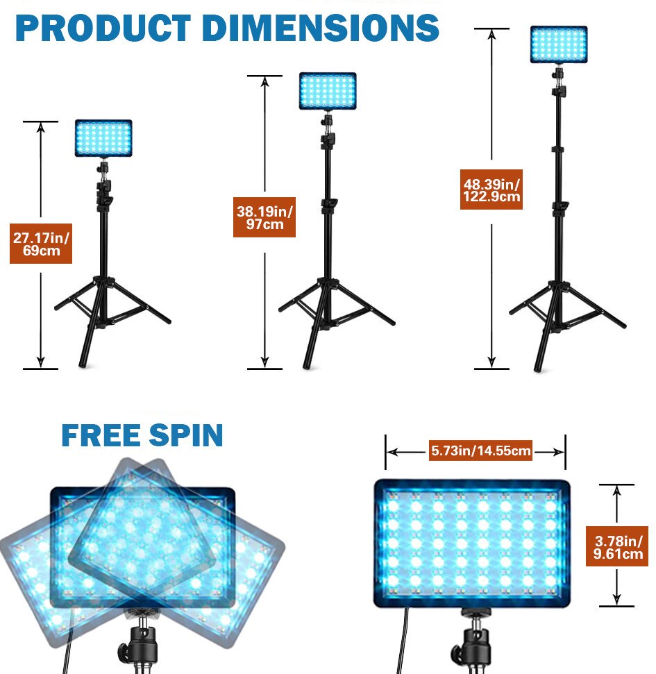 2023 LED Photography Video Light Panel Lighting Photo Studio Lamp Kit For Shoot Live Streaming With Tripod Stand RGB Filters