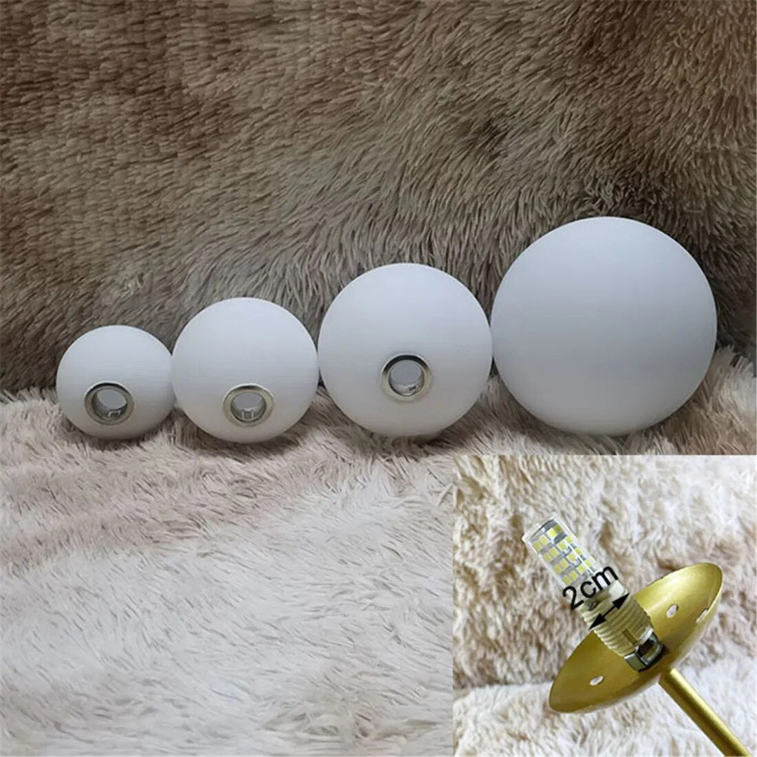 White Glass Lamp Shade for G9 Bulb, Frosted 2cm Fitter Opening Accessory Glass Fixture Replacement Globe or Lampshade