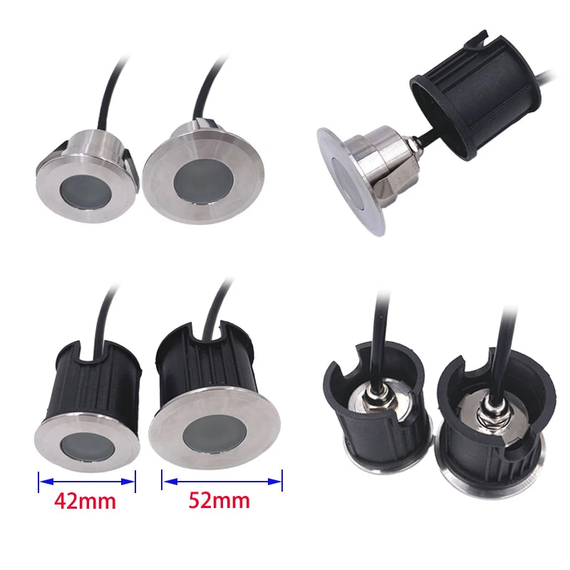 Waterproof Outdoor LED Light, Stainless Steel IP68 Terrace and Garden Ground Light, RGB RGBW, Recessed in Ground Lamp 12V/24V 2W