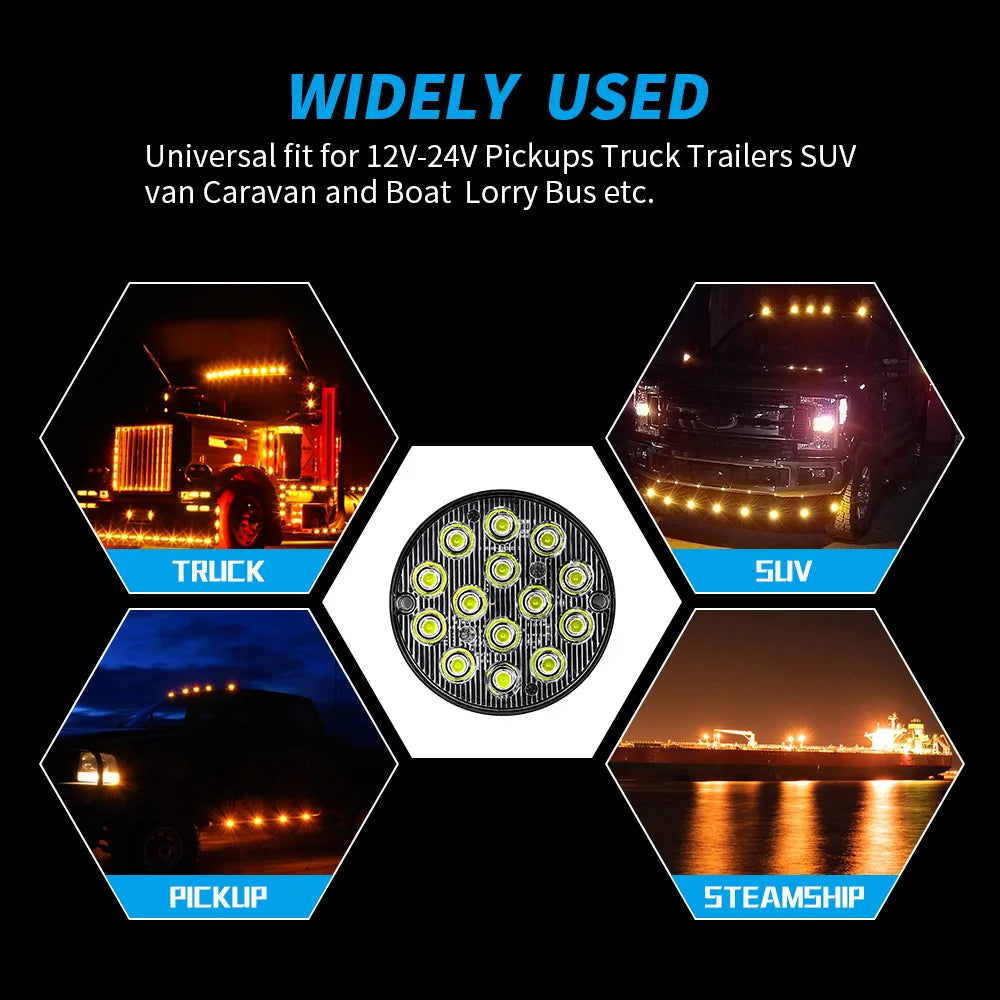 3 Inch Round LED Tail Light & Emergency Marker - 12V 24V Flash Warning Strobe Lamp
