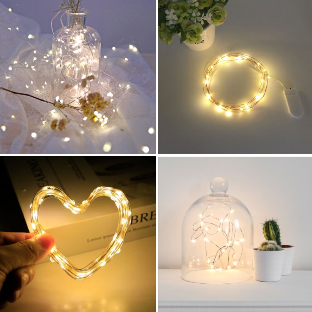 Three mode LED Fairy Light Mini Christmas Light holiday Copper 10pcs Wire String Light Waterproof Including 2*CR2032 Battery