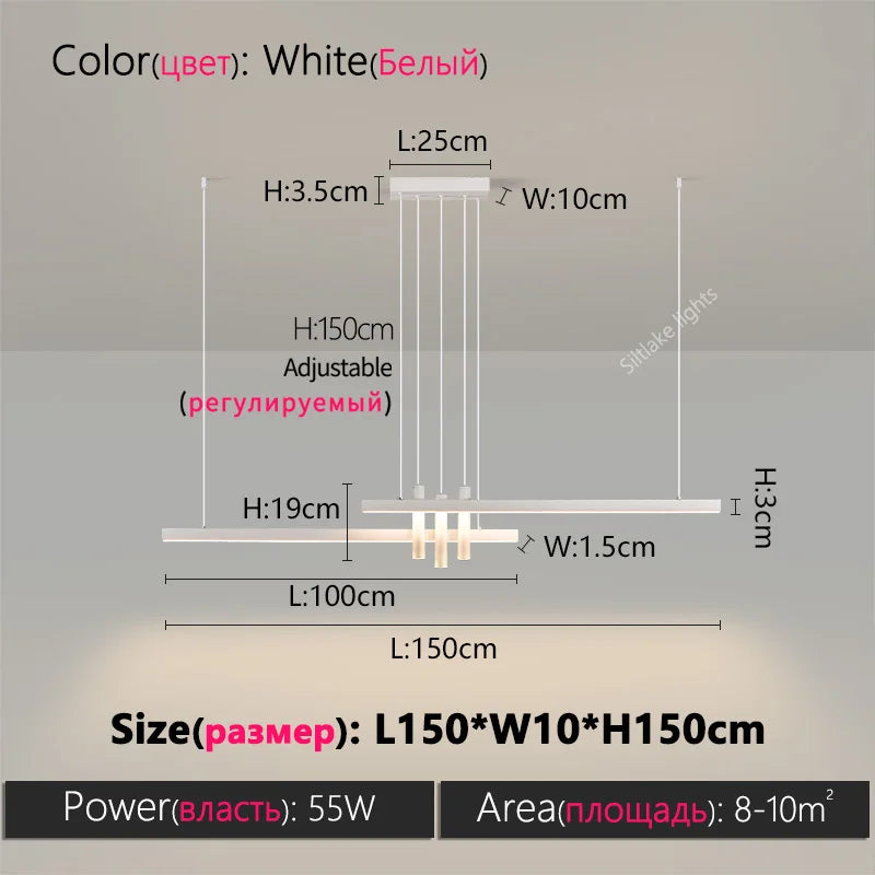 Modern LED Strip Pendant Light - Designer Hanging Lamp with Memory Function