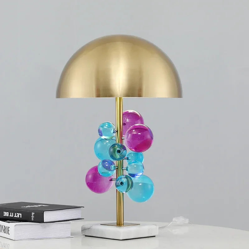 Light Luxury Creative Crystal Table Lamp Colorful Crystal Transparent Bedroom Study Table Lamp Postmodern Table Lamp Room Decor