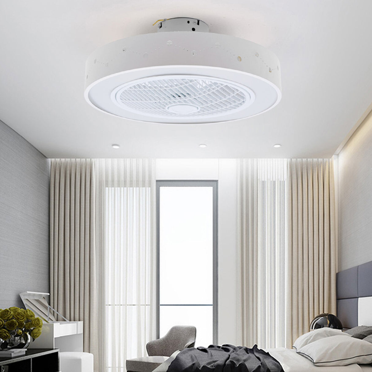 Ceiling Fan Light Chandelier with Remote Control for Bedroom Living Room