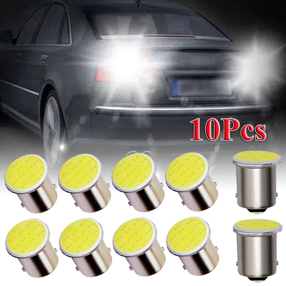 10Pcs Car P21W 1156 Ba15s LED COB Turn Signal Bulb Auto Reverse Parking Brake Light 12V Signal Lamp