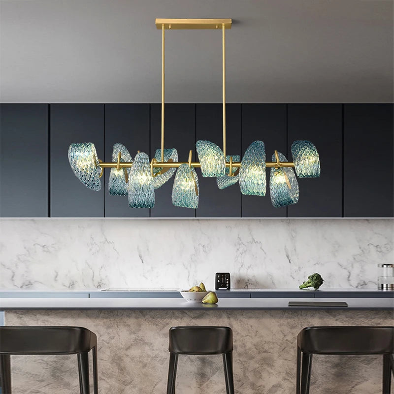 Glass-made Modern Home Appliance Ceiling Chandelier Designer Hanging Lamps for Living Room Dining Room Decoration Flower Shape