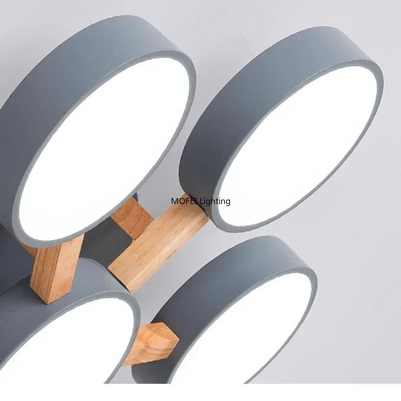 Nordic Modern Macaron Ceiling Lamp Chandelier Bedroom Minimalist Wood Home Decor Living Room Kitchen LED Lighting Fixtures