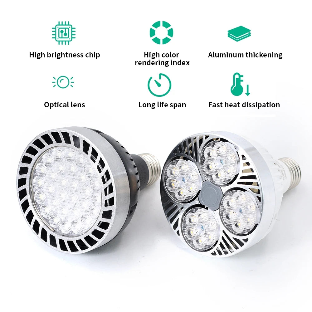 220V E27 PAR30 LED Lamp Bulb 35W 45W Ultra Bright LED Light Bulb Built-in Fan Cooling for Track Lighting Downlight Spotlight