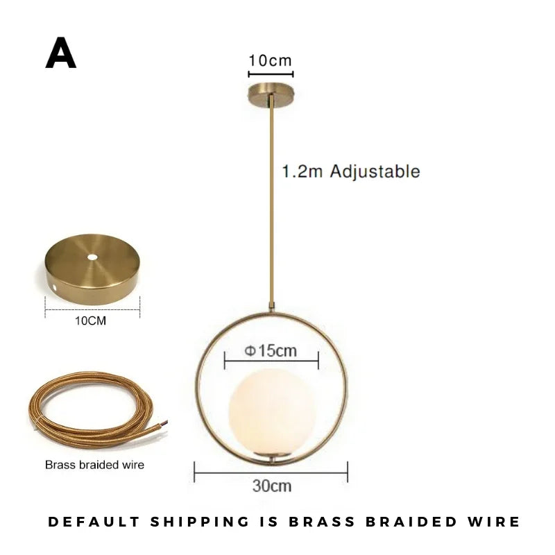 Modern Nordic Glass Ball Pendant Light - Minimalist Hanging Ceiling Fixture for Living Room, Dining Room & Bedroom Decor