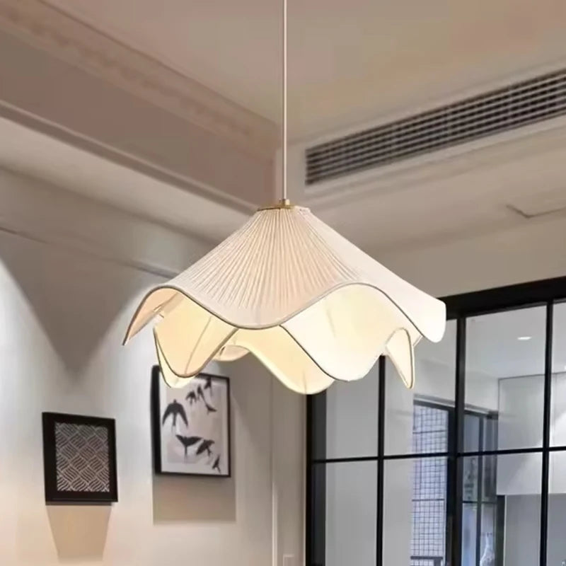 Pendant Lamp LED Nordic Minimalist white fabric flower Chandelier Living Room Bedroom Restaurant Minimalist Home Decor Lighting