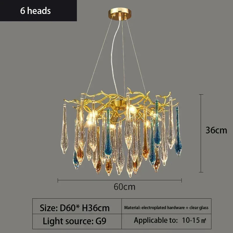 2025 Modern Gold Crystal Chandelier Living Room High Ceiling Luxury Big Lustres Aluminium Crystal Tree Branch Chandelier Lights