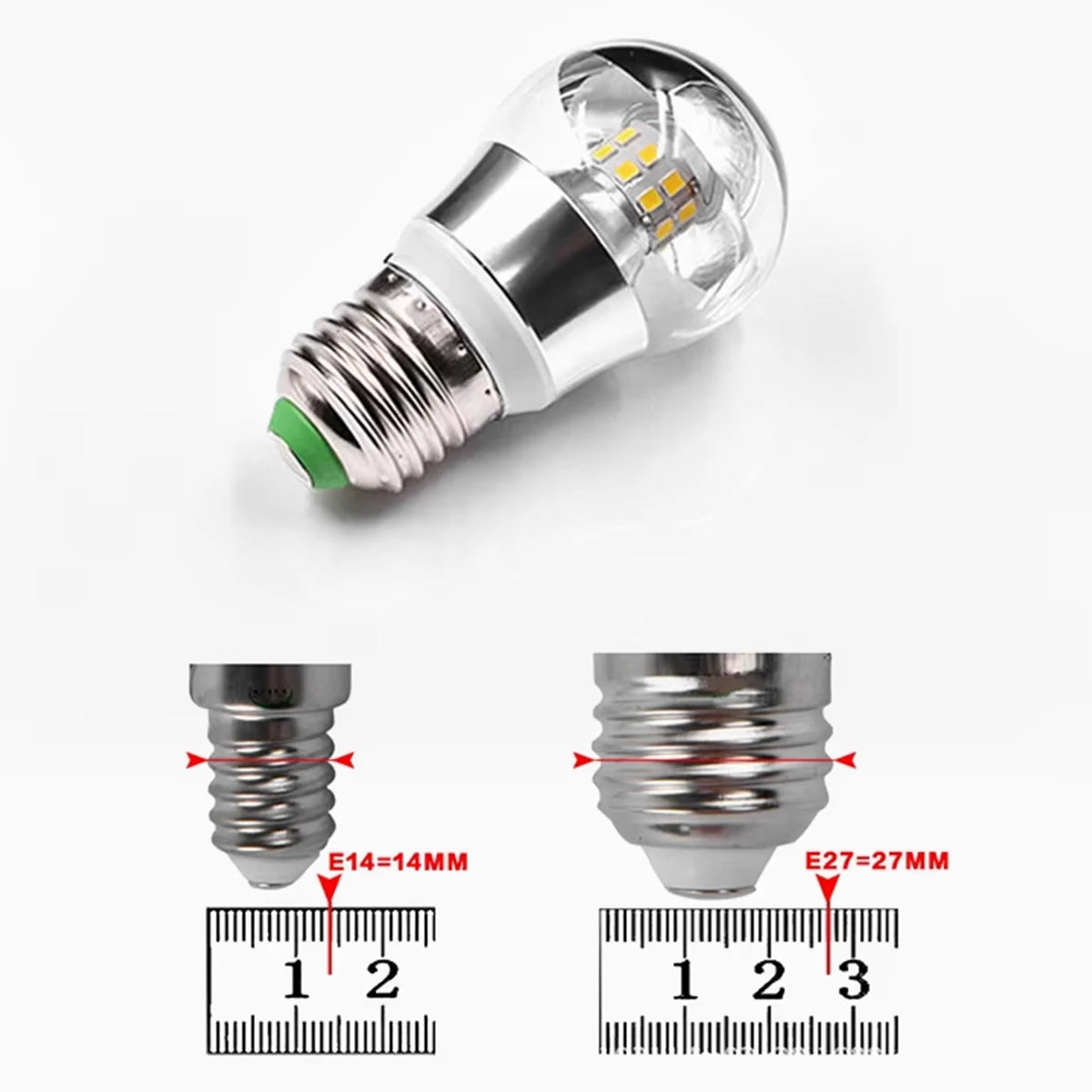 Half Silver Mirror LED Bulb - G45 Crown Silver Globe for Vanities & Pendants