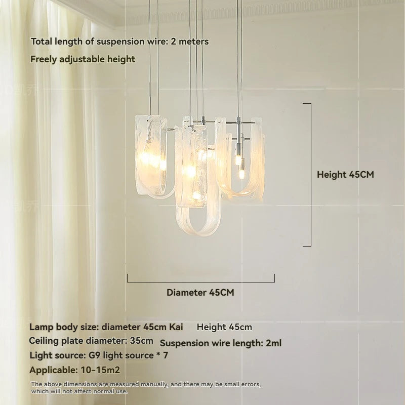 Ribbon Light Luxury Restaurant Cream Style Chandelier Designer Atmospheric High-end Staircase Chandelier Glass Chandelier