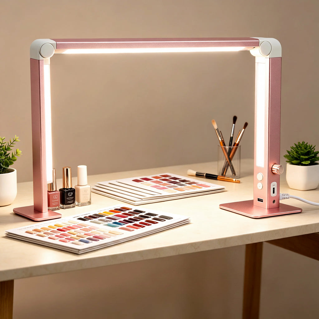Square Foldable LED Nail Desk Lamp 36W - 3000LM Half-Moon Manicure & Eyelash Light