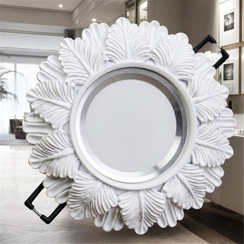 White Feather Resin LED Recessed Downlight - Adjustable Angle Art Ceiling Spotlight Fixture for Living Room, Office & Restaurant Decor