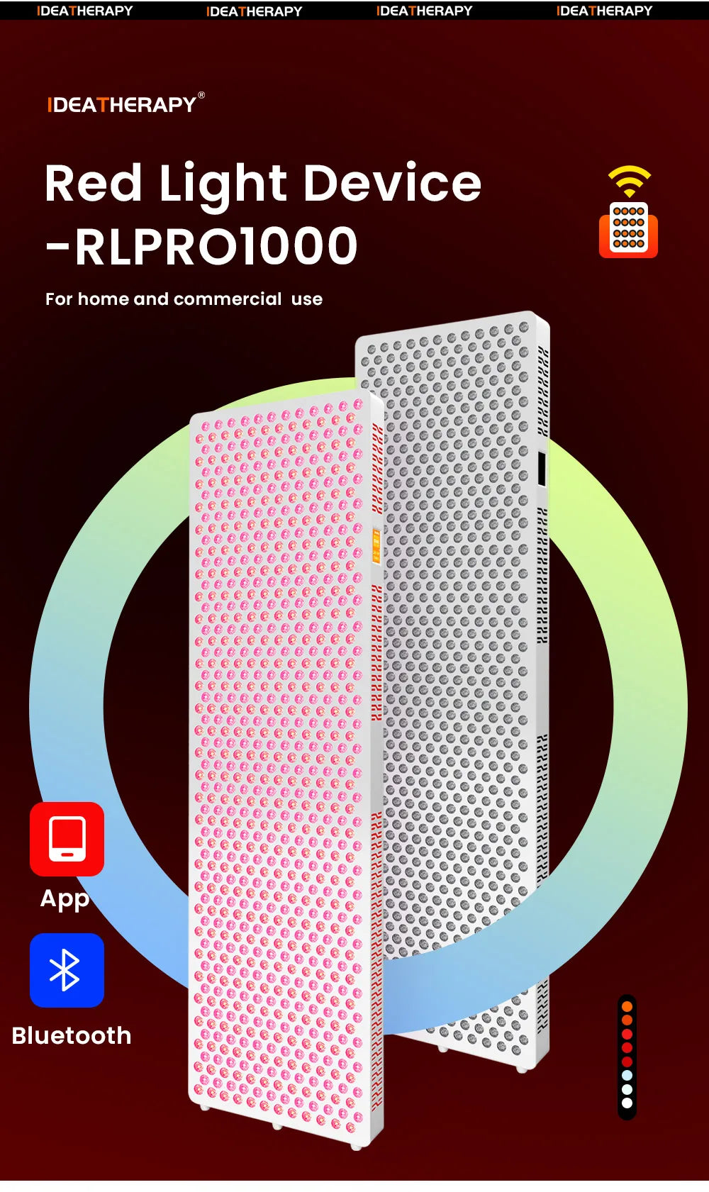 Red Light Therapy RLPro1000 630,650,660, 670, 810, 830, 850,1060nm light Touch Screen Red Light Therapy panel Large Near infrared light with stand