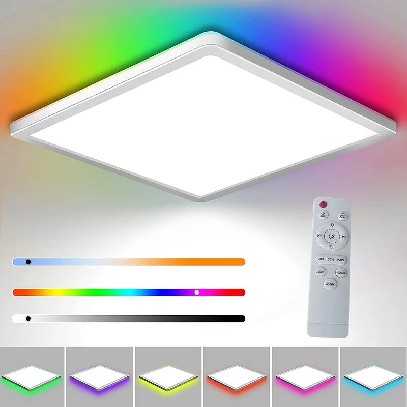 4W Square Tuya WiFi LED Ceiling Light Dimmable RGBCW Lamp with Remote Control for Living Room Bedroom Decor and Ambient Light