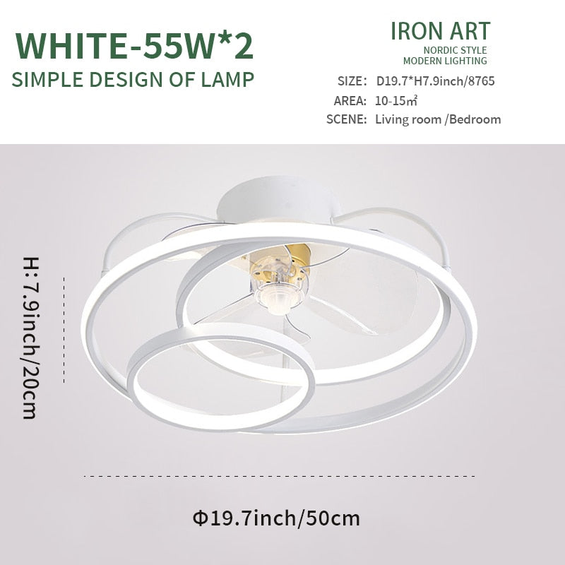 Modern Simple LED Ceiling Fan Lamp With Remote Control Dining Room Bedroom Lamp Silent Ceiling Light Lustre Fixture