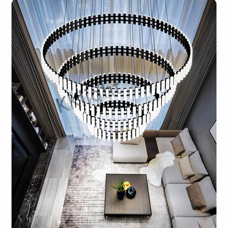 Modern New Simple Duplex LED Chandelier Bedroom Living Dining Room Decoration Art Ring Pendant Lamp Luster Fixture Indoor Lighti