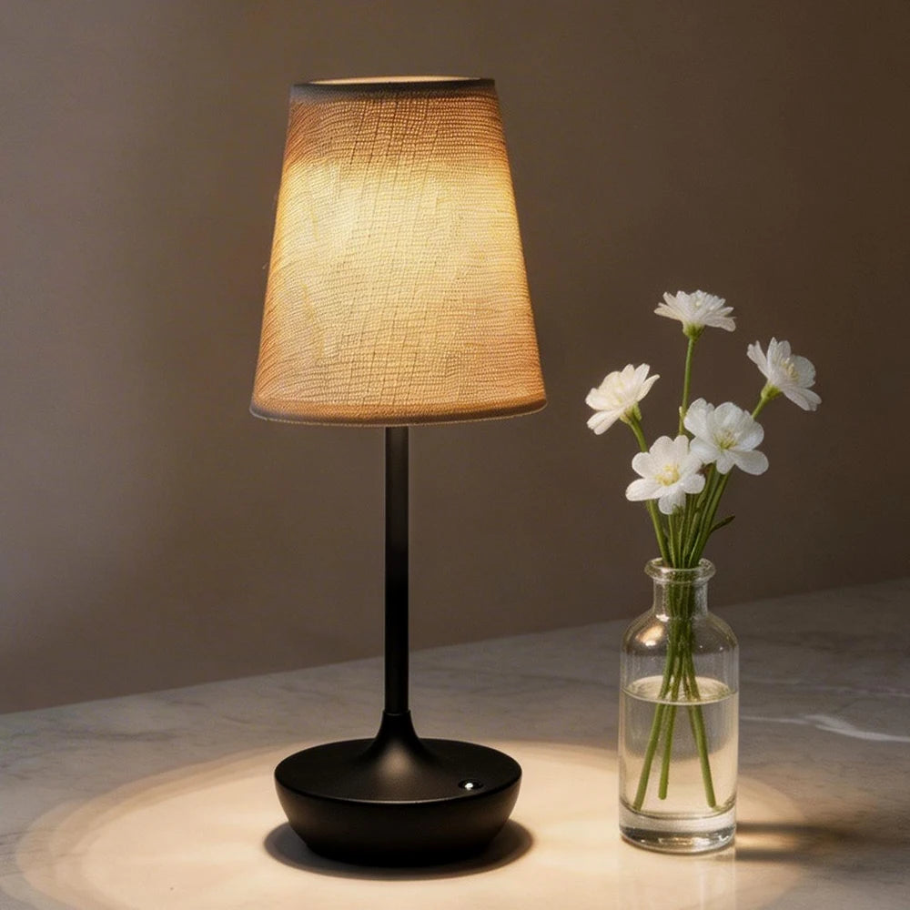 Cordless LED Table Lamp Fabric Desk Lamp Rechargeable Night Light for Bar Dining Room Restaurant Atmosphere Decor Lamp