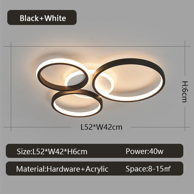 Modern LED Living Dinging Room Bedroom Ceiling Lights Nordic Designer Ring Study Kitchen Indoor Home Decor Lustre Fixtures Lamps
