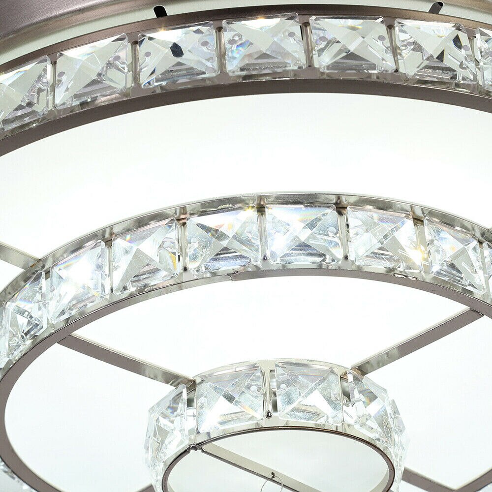 Ceiling Fan Modern LED Crystal Chandelier Bedroom 3 Color Light with Remote Control 36w
