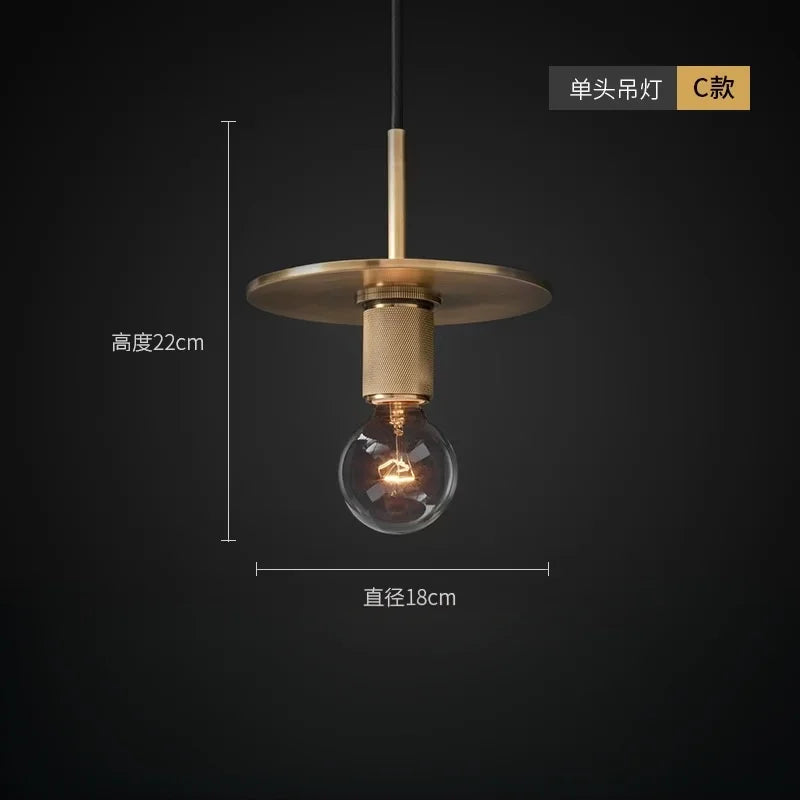 American-Style Retro Minimalist Hallway Foyer Pendant Light, Loft Industrial Style, Suitable for Restaurant, Bar, Clothing Store, Café, Single-Head Decorative Light, Light Luxury Bedside Small Pendant Lamp