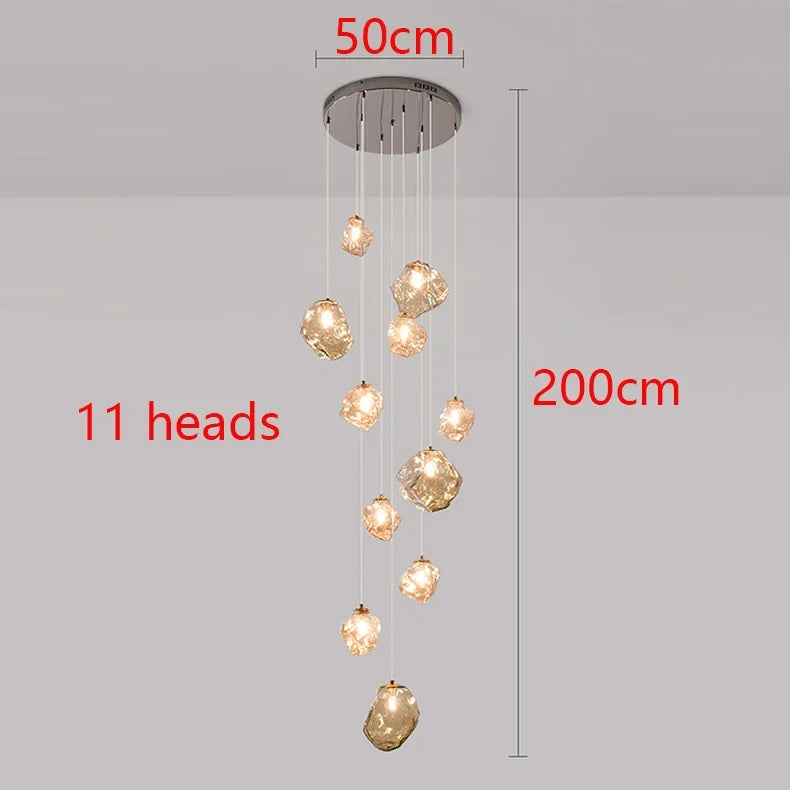 Nordic Creative Modern LED Light Chandeliers Irregular Lampshade Art Living Room Stair Pendant Light Living Room Home Decor
