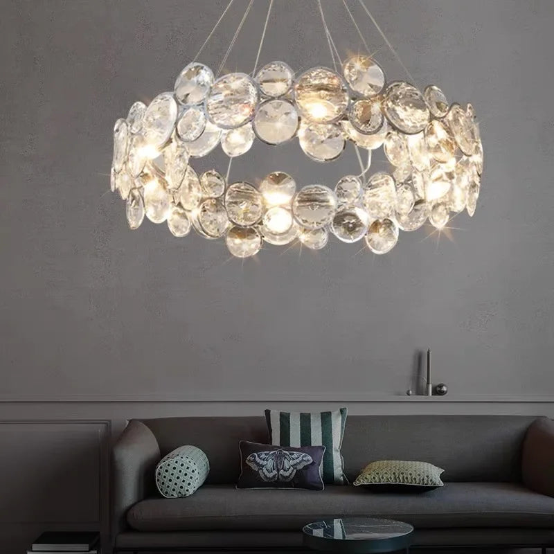 2026 New Nordic Style Chandelier Luxury LED Crystal Pendant Lights for Living Room Modern Lamp for Romantic Bedroom Dining Room
