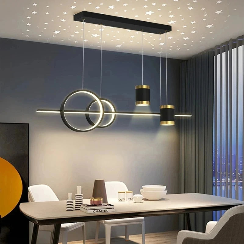 Modern Dining Room LED Pendant Light with Remote Control Dimmable Dining Table Hanging Lamp 90-260v Home Decor Chandelier Lights